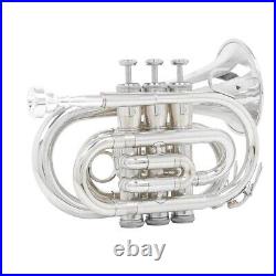 Professional Pocket Trumpet Instrument B-flat Nickel Plated Palm Horn Instrument