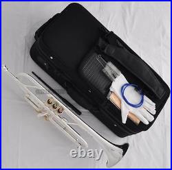 Professional Reverse Leadpipe Trumpet Silver Horn Monel Valve +Case&Accessories