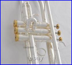 Professional Reverse Leadpipe Trumpet Silver Horn Monel Valve +Case&Accessories