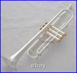 Professional Reverse Leadpipe Trumpet Silver Horn Monel Valve +Case&Accessories