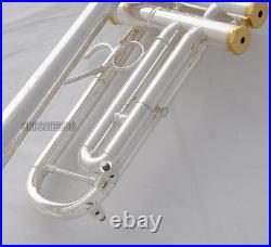 Professional Reverse Leadpipe Trumpet Silver Horn Monel Valve +Case&Accessories