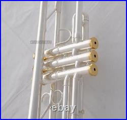 Professional Reverse Leadpipe Trumpet Silver Horn Monel Valve +Case&Accessories