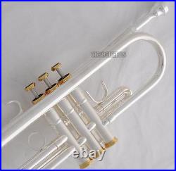 Professional Reverse Leadpipe Trumpet Silver Horn Monel Valve +Case&Accessories