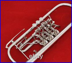 Professional Rotary Valve Trumpet Silver nickel horn With Case Mouthpiece