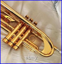 Professional Shiniest Gold Plated Trumpet Heavy Horn Monel Valve with Case