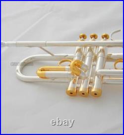 Professional Silver Gold Bb Trumpet Horn Monel Valves With Hard Case Free ship