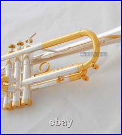 Professional Silver Gold Bb Trumpet Horn Monel Valves With Hard Case Free ship