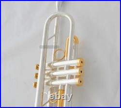 Professional Silver Gold Bb Trumpet Horn Monel Valves With Hard Case Free ship