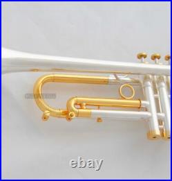 Professional Silver Gold Bb Trumpet Horn Monel Valves With Hard Case Free ship