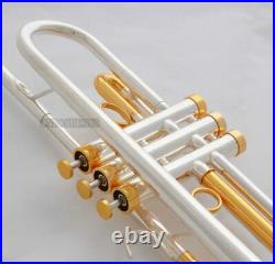 Professional Silver Gold Bb Trumpet Horn Monel Valves With Hard Case Free ship