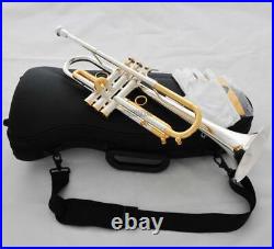 Professional Silver Gold Bb Trumpet Horn Monel Valves With Hard Case Free ship