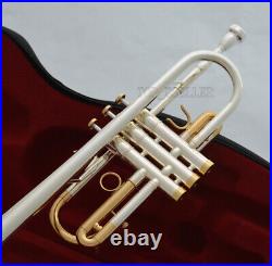 Professional Silver Gold Plated C Trumpet Horn Monel Valve Spain Design WithCase