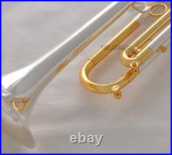 Professional Silver Gold Plated Trumpet B-Flat horn With Monel valves Hard Case