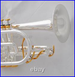 Professional Silver Plated Cornet horn B-flat Double triggers Trumpet With Case