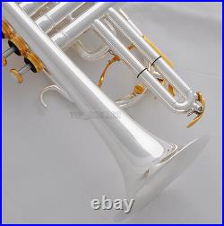 Professional Silver Plated Cornet horn B-flat Double triggers Trumpet With Case