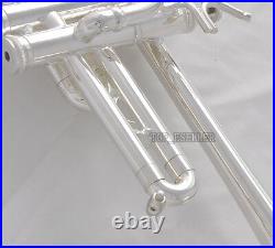 Professional Silver Plated Piccolo Trumpet Bb/A horn 4 Monel valves With Case