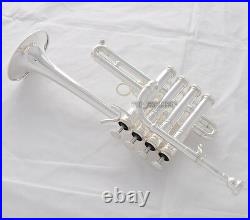 Professional Silver Plated Piccolo Trumpet Bb/A horn 4 Monel valves With Case