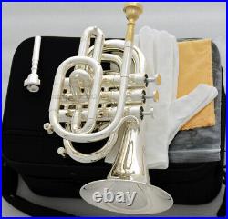 Professional Silver Plated Pocket Trumpet Bb Key Monel Valves Free 2 Mouthpiece