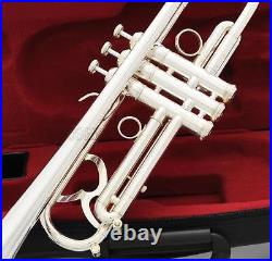 Professional Silver Plated Super Trumpet Horn Reverse Leadpipe Monel New Case