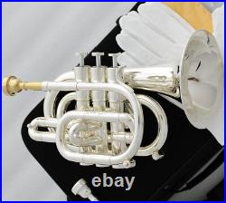 Professional Silver Plating Bb Pocket Trumpet Monel Valves + Case 2 Mouthpiece