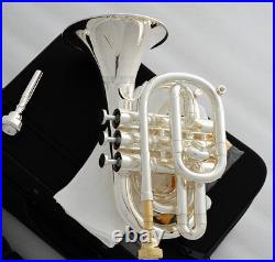 Professional Silver Plating Bb Pocket Trumpet Monel Valves + Case 2 Mouthpiece