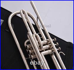 Professional Silver nickel Bb Bass Trumpet 3 Piston Vavles JINBAO Horn With Case