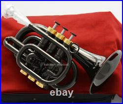 Professional black nickel Bb Pocket Trumpet Monel Valves With Case