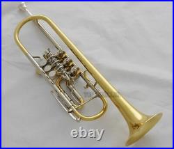 Professional gold Rotary Valve Trumpet horn Bb Cupronickel Leadpipe with case