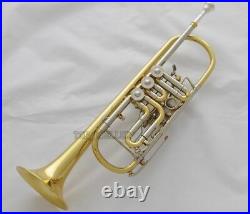 Professional gold Rotary Valve Trumpet horn Bb Cupronickel Leadpipe with case