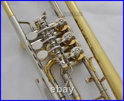 Professional gold Rotary Valve Trumpet horn Bb Cupronickel Leadpipe with case