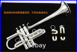 Professional trumpet Eb/D key Silver Trumpet New +case