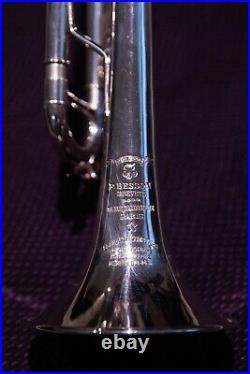 Rare French Besson Bb Trumpet Silver Plated Exc. Condition Made in France 1947