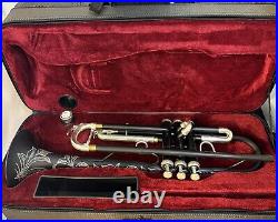 Rbythyn Black Silver Trumpet Bb Horn With Monel Valve Full Hand Engraving Bell