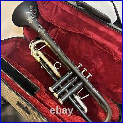 Rbythyn Black Silver Trumpet Bb Horn With Monel Valve Full Hand Engraving Bell