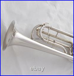 `Rotary Valves Bass Trumpet Bb Silver nickel horn With case