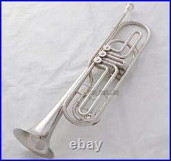 `Rotary Valves Bass Trumpet Bb Silver nickel horn With case