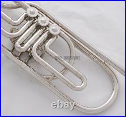 `Rotary Valves Bass Trumpet Bb Silver nickel horn With case