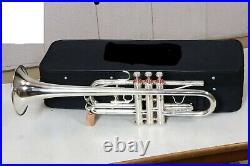 TRUMPET C NEW SILVER NICKEL FINISHED Bb KEYS TRUMPET +FREE CASE+M/P+FAST SHIP