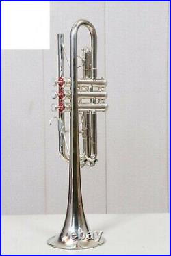 TRUMPET C NEW SILVER NICKEL FINISHED Bb KEYS TRUMPET +FREE CASE+M/P+FAST SHIP