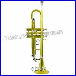 TRUMPET GREEN NEW NICKLE FINISHED Bb KEYS TRUMPET +FREE HARD CASE