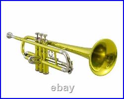 TRUMPET GREEN NEW NICKLE FINISHED Bb KEYS TRUMPET +FREE HARD CASE