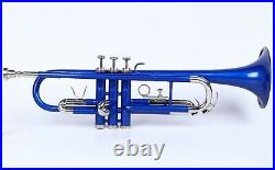 TRUMPET NEW Blue Nickel BB KEYS FREE HARD CASE MOUTHPIECE