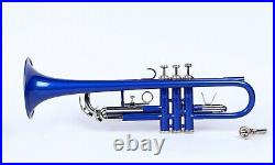 TRUMPET NEW Blue Nickel BB KEYS FREE HARD CASE MOUTHPIECE