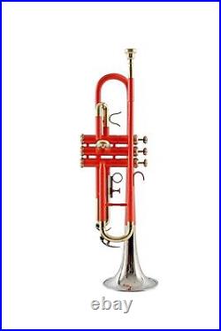 TRUMPET NEW ORANGE BRASS NICKEL FINISHED Bb KEYS TRUMPET +FREE HARD CASE+M/P