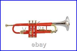 TRUMPET NEW ORANGE BRASS NICKEL FINISHED Bb KEYS TRUMPET +FREE HARD CASE+M/P