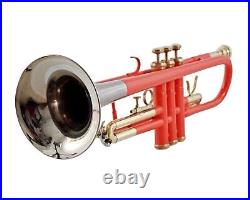 TRUMPET NEW ORANGE BRASS NICKEL FINISHED Bb KEYS TRUMPET +FREE HARD CASE+M/P