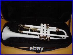 Trumpet NEW White Brass FINISHED BB KEYS TRUMPET FREE HARD CASE