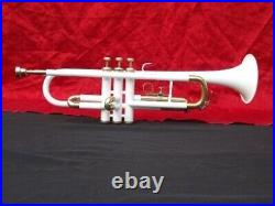 Trumpet NEW White Brass Finish Bb KEYS TRUMPET FREE HARD CASE MOUTHPIECE