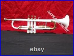 Trumpet NEW White Brass Finish Bb KEYS TRUMPET FREE HARD CASE MOUTHPIECE