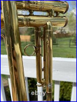 Vintage 1949 The Buescher Aristocrat Model 205 Pro Trumpet With Original Case